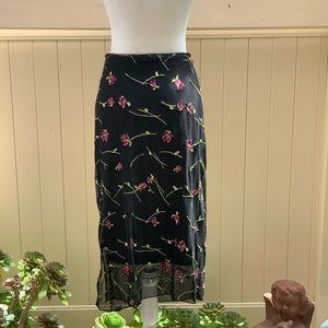 Nicole Miller Skirt, Pink Roses w/ Beading, Sz. M